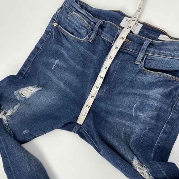 Frame Womens Le High Enford Skinny Distressed Jeans Size 25 Blue Denim Raw Hem - Picture 5 of 9